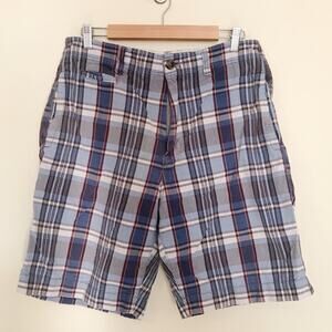 Vintage American Eagle cotton Prep Distressed Worn Madras Plaid Long Shorts 33